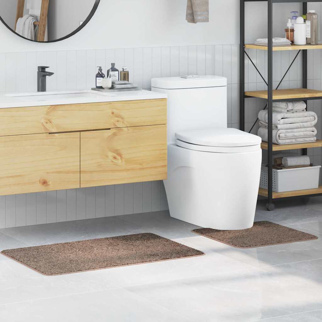 Antislip Badmat Set 2 pcs Bruin PP is nu te koop bij PeponiXL, paradijselijk wonen!