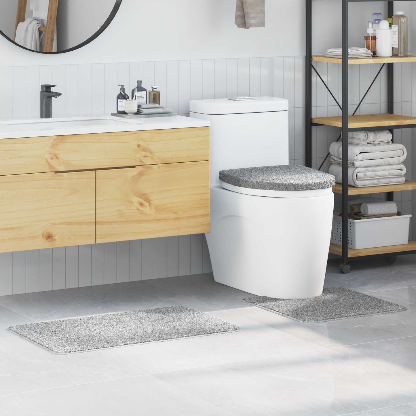 Antislip Badmat Set 3 pcs Grijs PP is nu te koop bij PeponiXL, paradijselijk wonen!