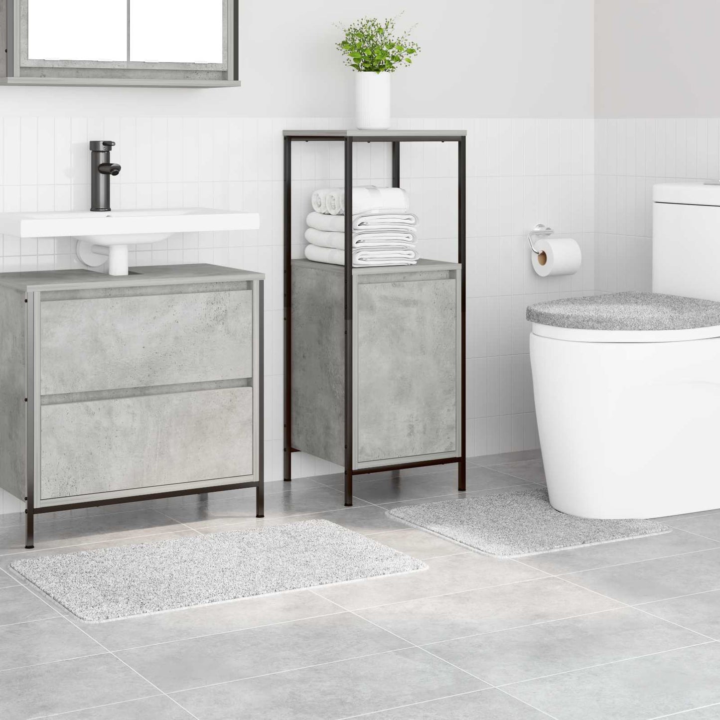 Antislip Badmat Set 3 pcs Grijs PP is nu te koop bij PeponiXL, paradijselijk wonen!