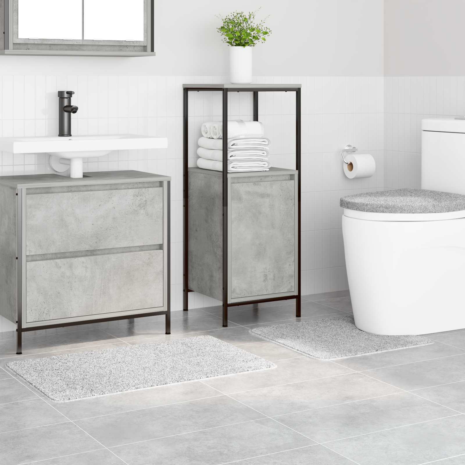 Antislip Badmat Set 3 pcs Grijs PP is nu te koop bij PeponiXL, paradijselijk wonen!