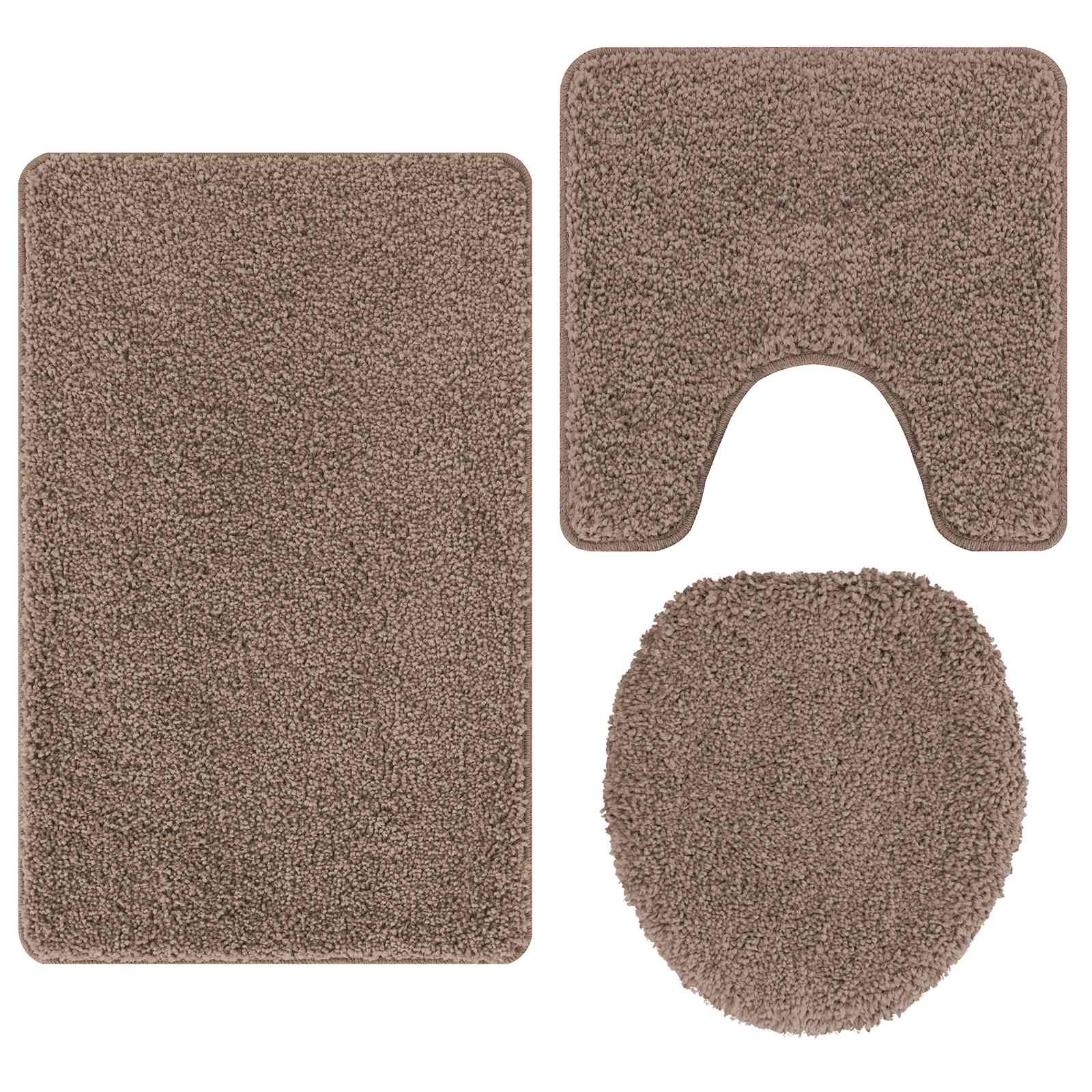 Antislip Badmat Set 3 pcs Bruin PP is nu te koop bij PeponiXL, paradijselijk wonen!