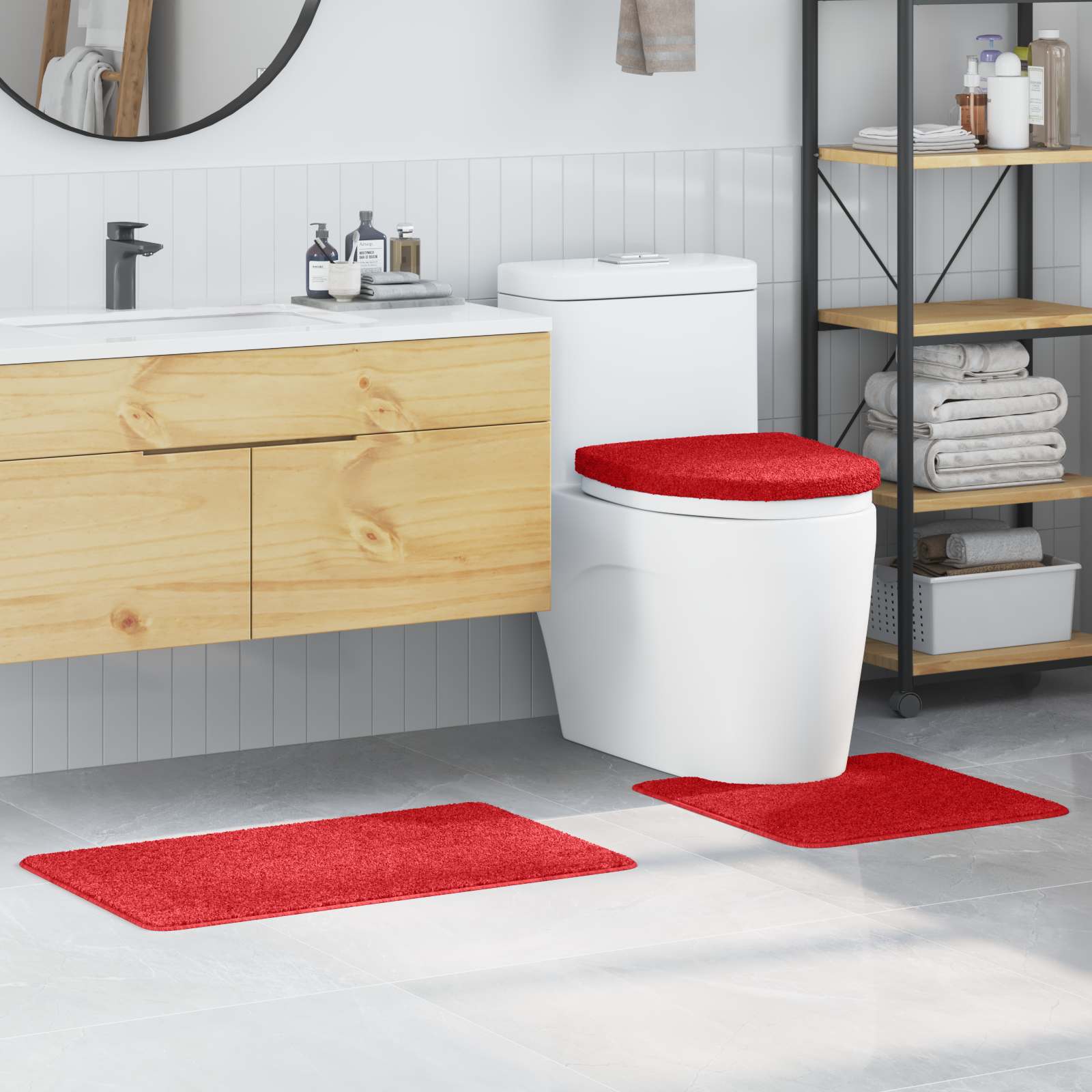Antislip Badmat Set 3 pcs Rood PP is nu te koop bij PeponiXL, paradijselijk wonen!