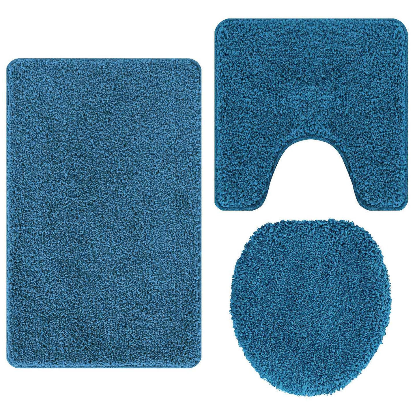 Antislip Badmat Set 3 pcs Blauw PP