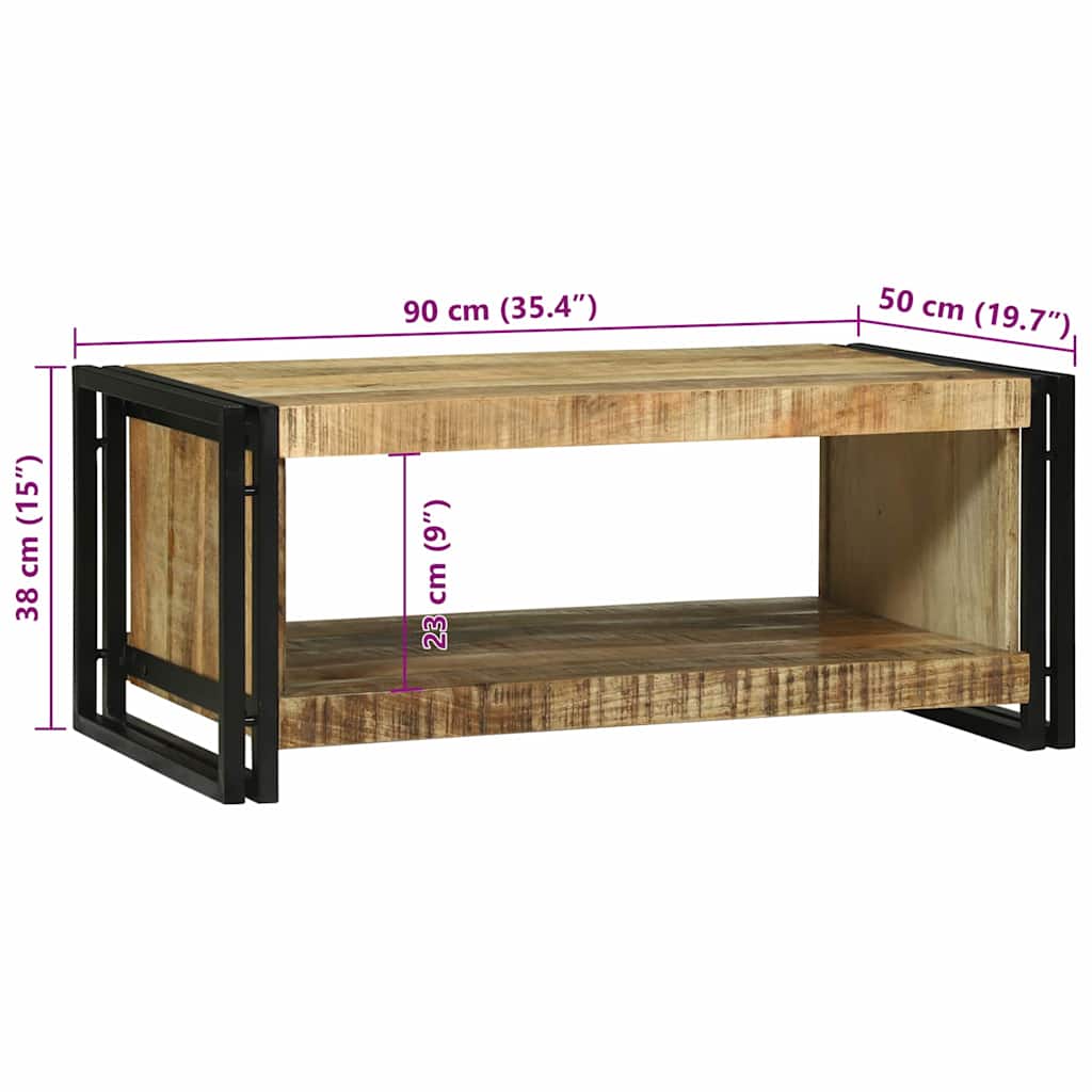 Salontafel Bruin 90 x 50 x 38 cm Massief Mango Hout is nu te koop bij PeponiXL, paradijselijk wonen!