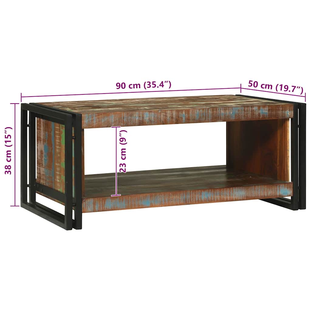 Salontafel Multikleur 90 x 50 x 38 cm Massief Gerecycled Hout is nu te koop bij PeponiXL, paradijselijk wonen!