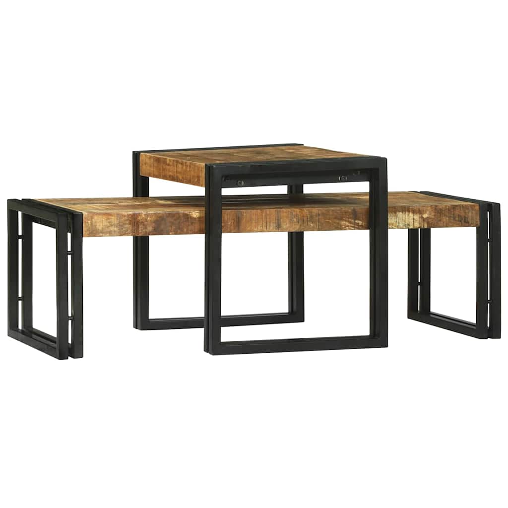 Salontafel 2 pcs Bruin 48 x 40 x 40 cm Massief Mango Hout is nu te koop bij PeponiXL, paradijselijk wonen!