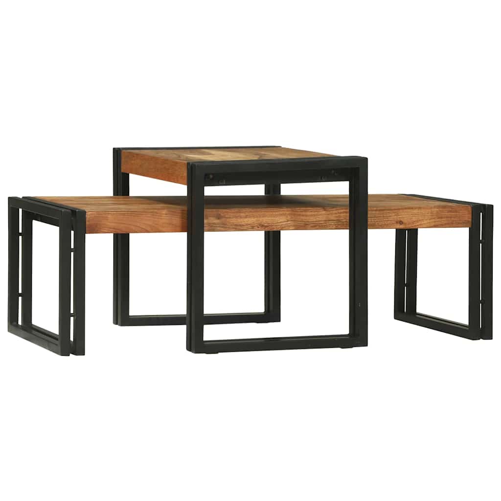 Salontafel 2 pcs Bruin 48 x 40 x 40 cm Massief Acaciahout is nu te koop bij PeponiXL, paradijselijk wonen!