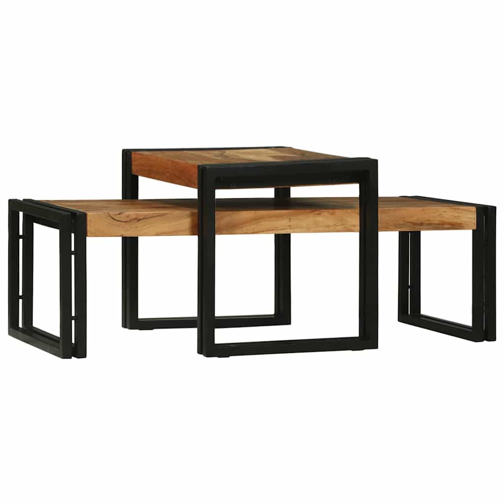 Salontafel 2 pcs Bruin 48 x 40 x 40 cm Massief Acaciahout is nu te koop bij PeponiXL, paradijselijk wonen!