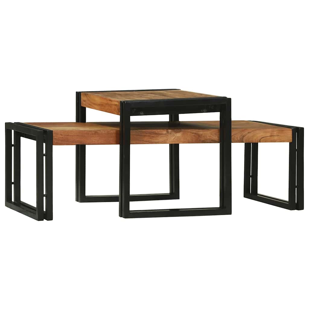 Salontafel 2 pcs Bruin 48 x 40 x 40 cm Massief Acaciahout is nu te koop bij PeponiXL, paradijselijk wonen!