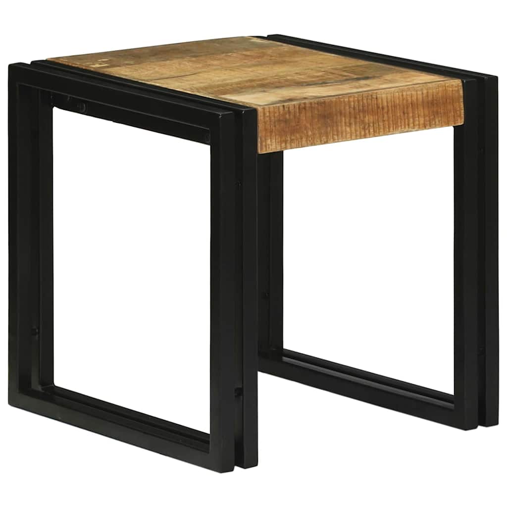 Nesttafel 3 pcs Bruin en zwart Massief Mangohout en Metaal is nu te koop bij PeponiXL, paradijselijk wonen!