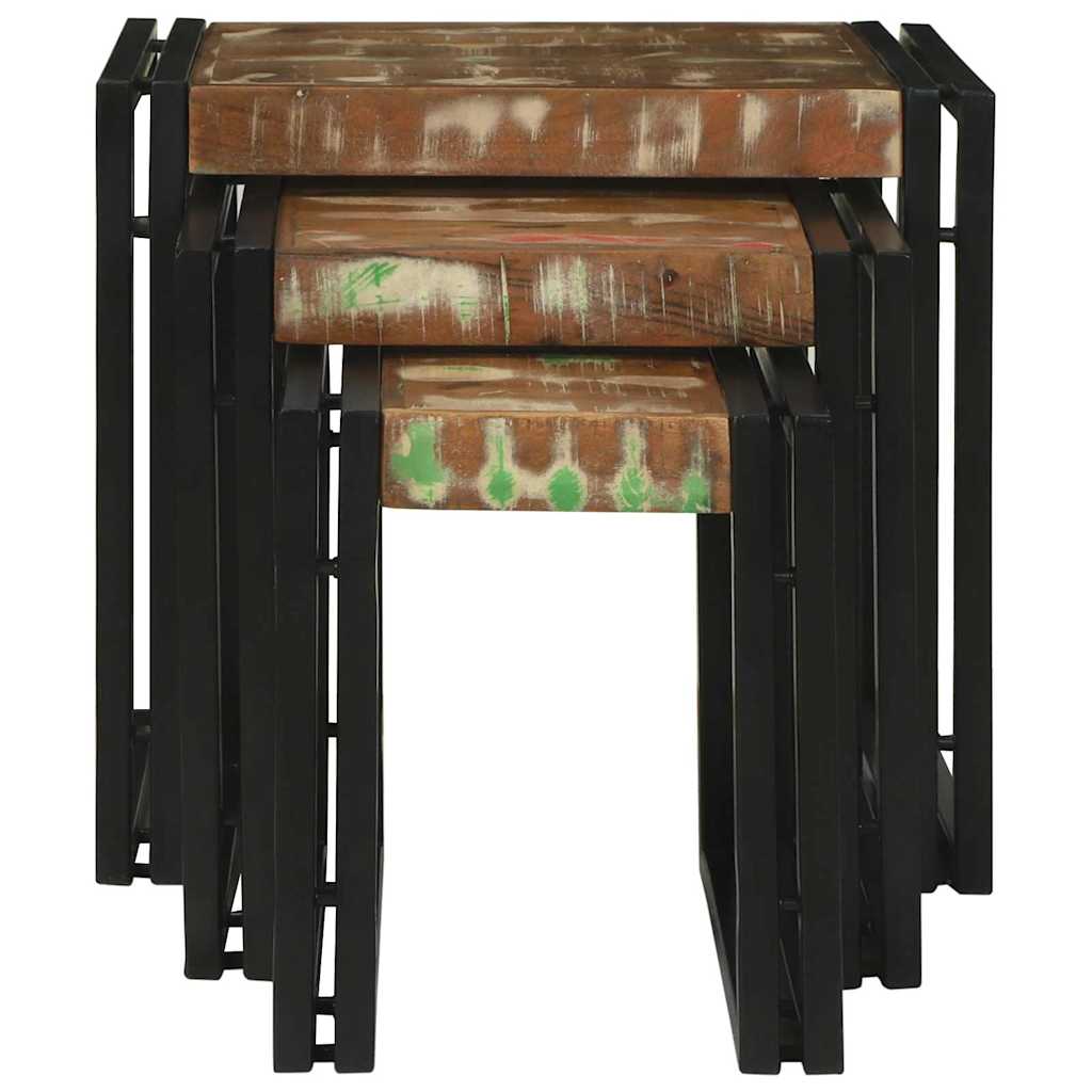 Nesttafel 3 pcs Massief hergebruikt Hout en Metaal is nu te koop bij PeponiXL, paradijselijk wonen!