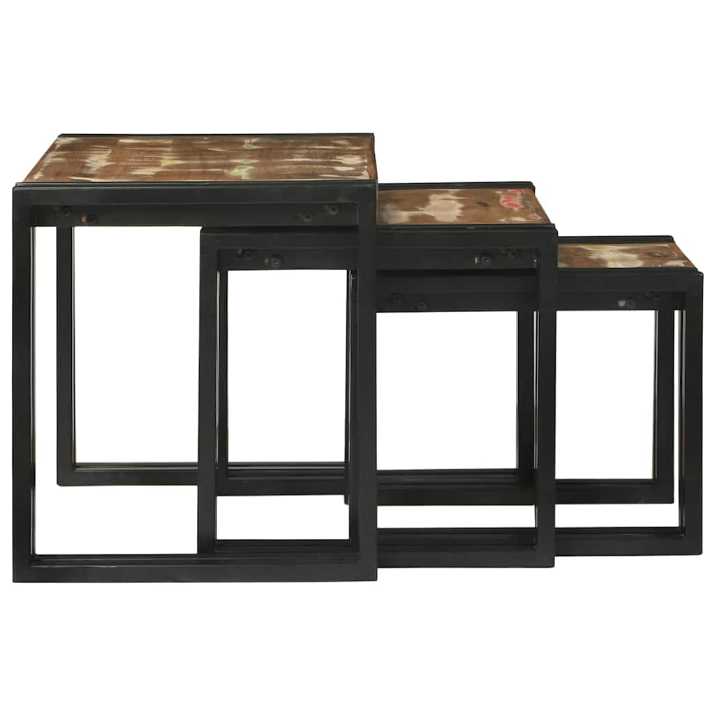 Nesttafel 3 pcs Massief hergebruikt Hout en Metaal is nu te koop bij PeponiXL, paradijselijk wonen!
