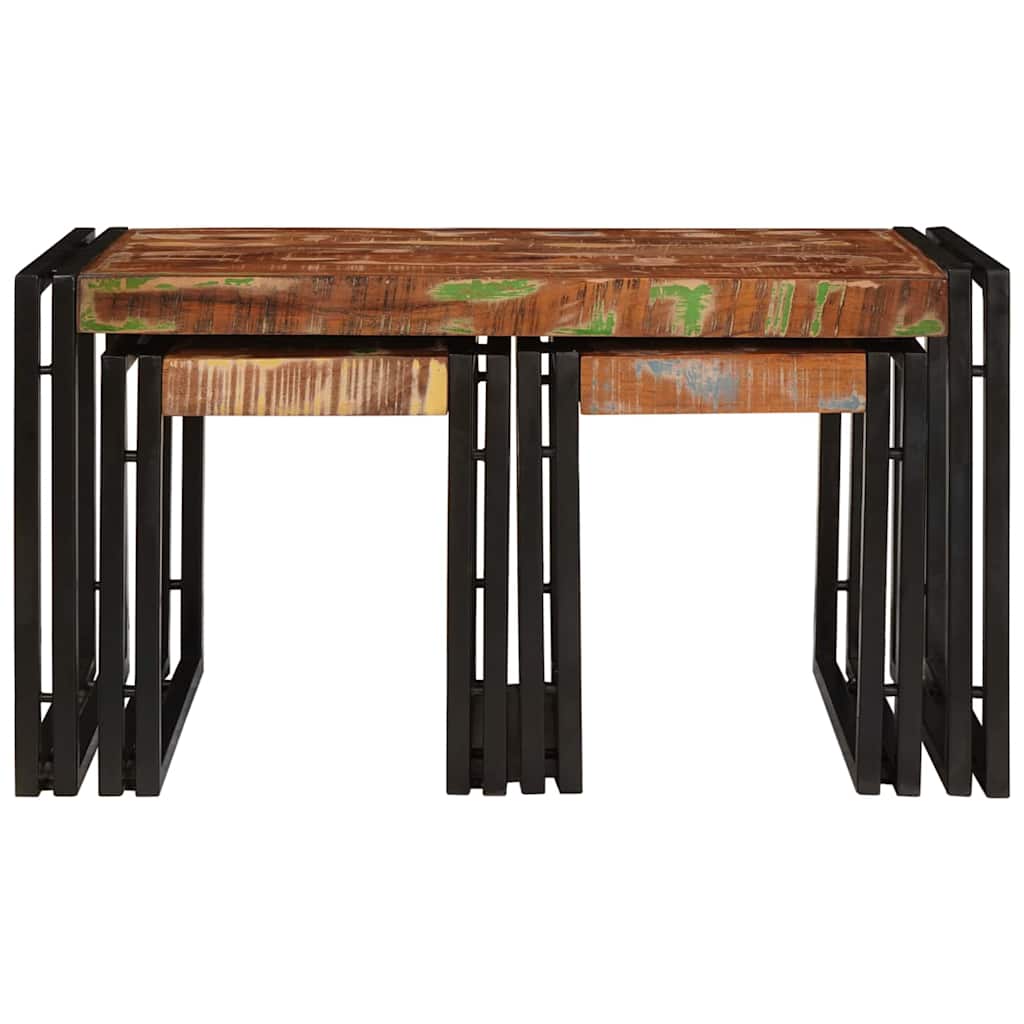 Nesttafel 3 pcs Massief hergebruikt Hout en Metaal is nu te koop bij PeponiXL, paradijselijk wonen!