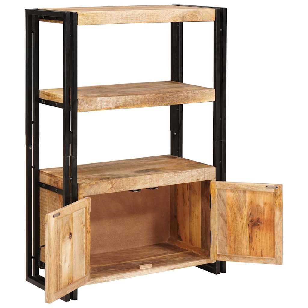 Boekenkast met Deuren Bruin Massief Ruw Mangohout en Metaal is nu te koop bij PeponiXL, paradijselijk wonen!