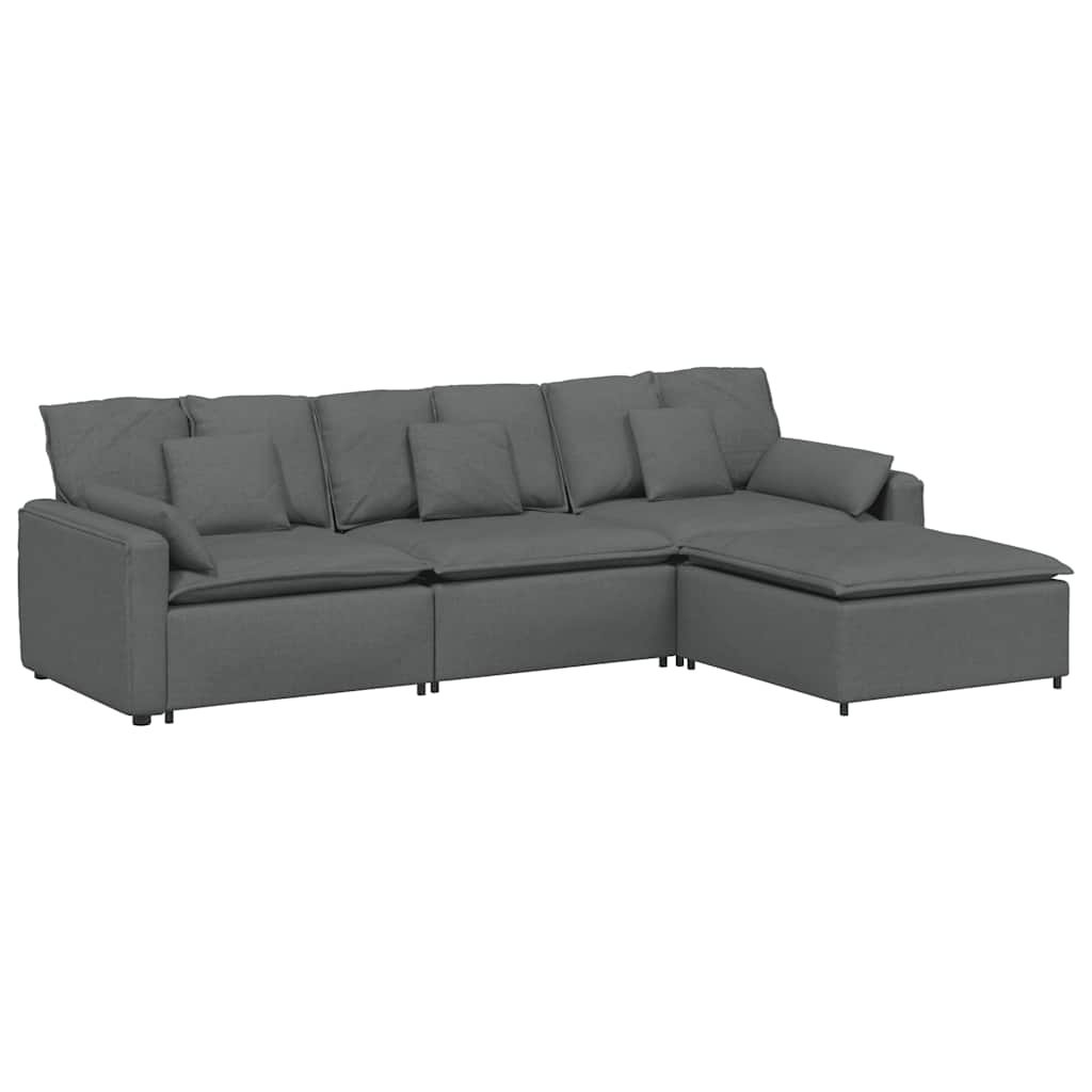 Modulaire bank met voetenbank en kussens donkergrijs is nu te koop bij PeponiXL, paradijselijk wonen!