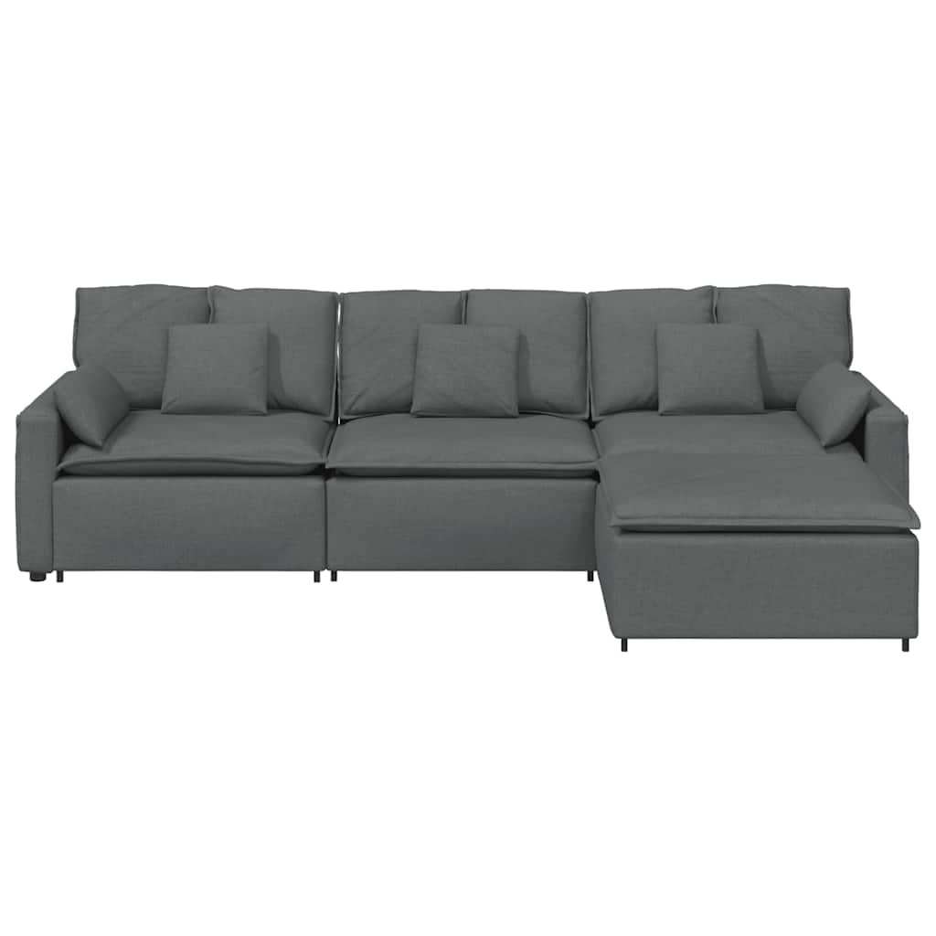Modulaire bank met voetenbank en kussens donkergrijs is nu te koop bij PeponiXL, paradijselijk wonen!