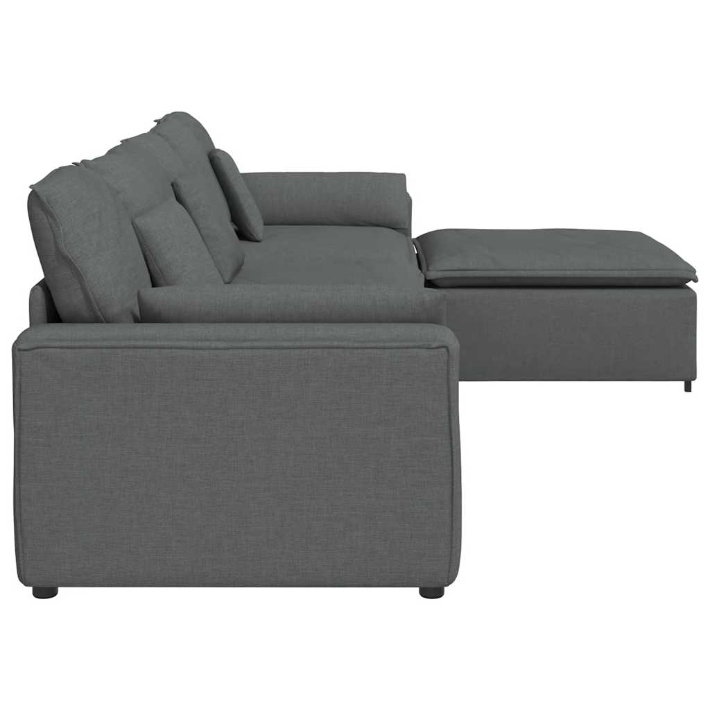 Modulaire bank met voetenbank en kussens donkergrijs is nu te koop bij PeponiXL, paradijselijk wonen!