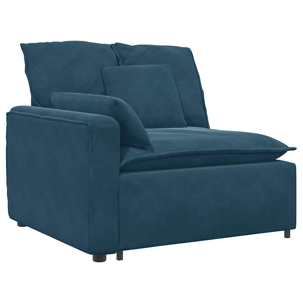 Modulaire bank met voetenbank en kussens blauw