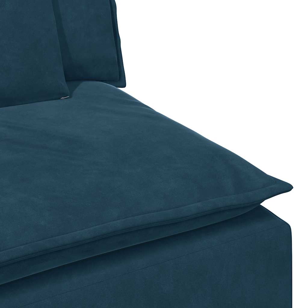 Modulaire bank met voetenbank en kussens blauw
