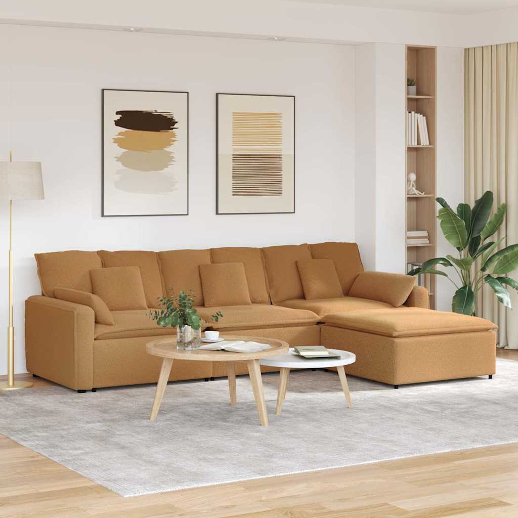 Modulaire bank met voetenbank en kussens beige is nu te koop bij PeponiXL, paradijselijk wonen!
