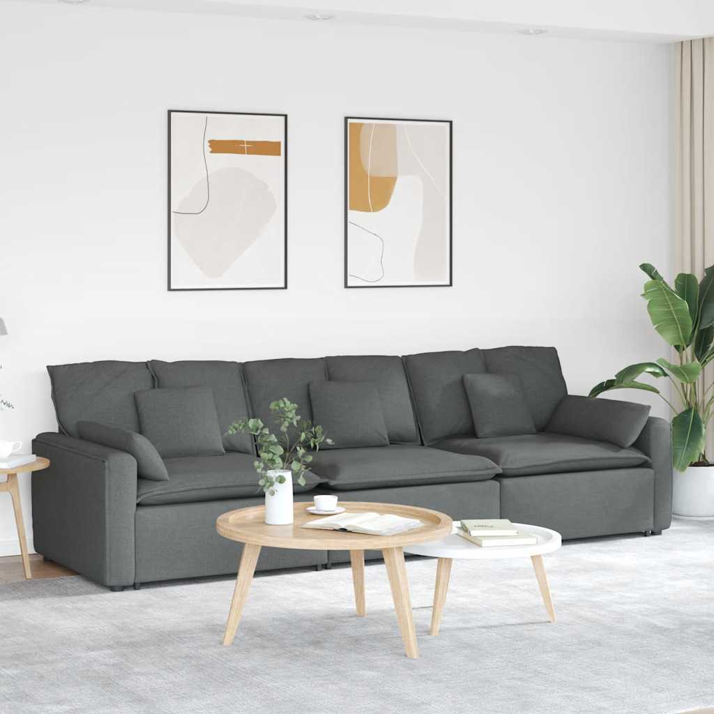 Modulaire bank met kussens donkergrijs is nu te koop bij PeponiXL, paradijselijk wonen!