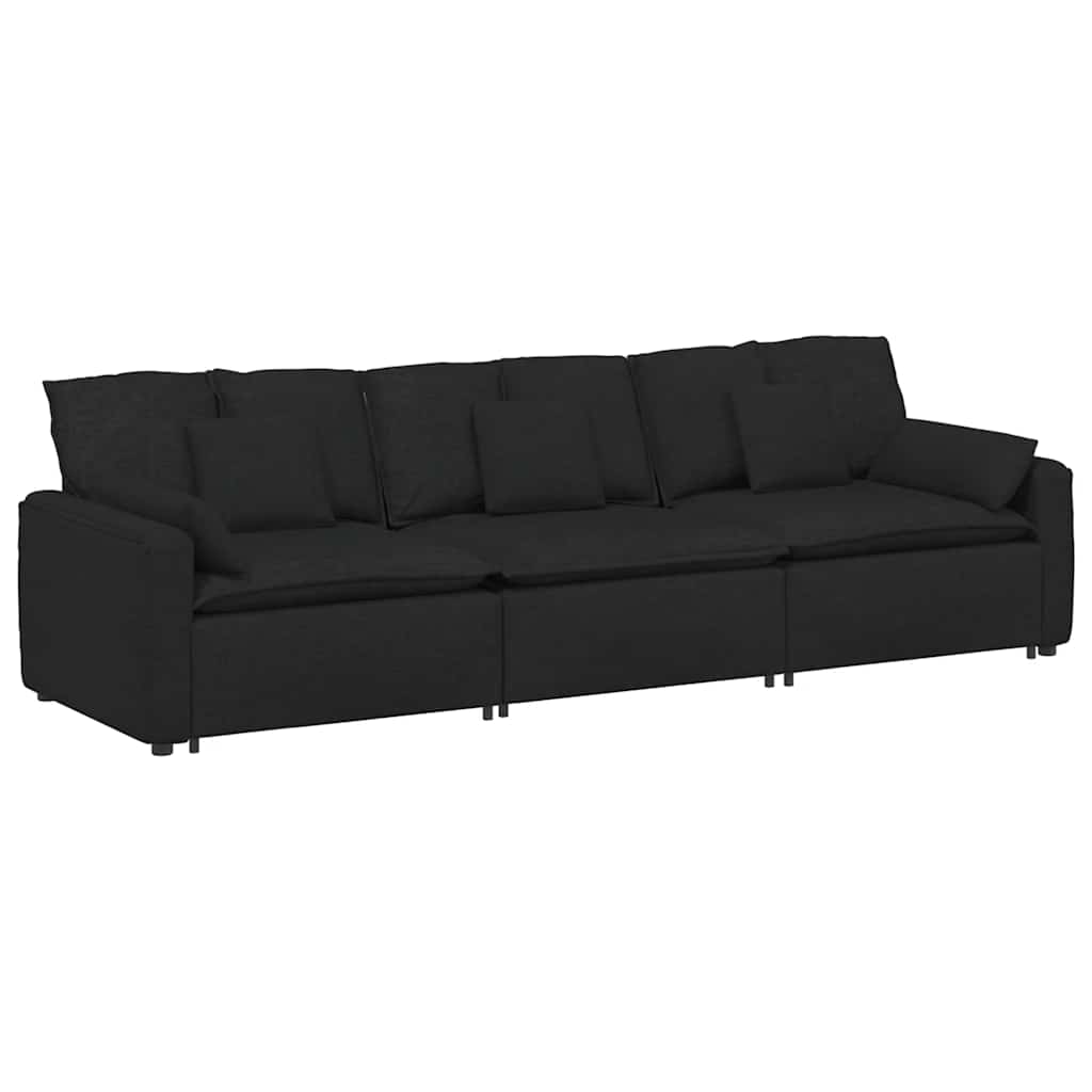 Modulaire bank met kussens zwart is nu te koop bij PeponiXL, paradijselijk wonen!