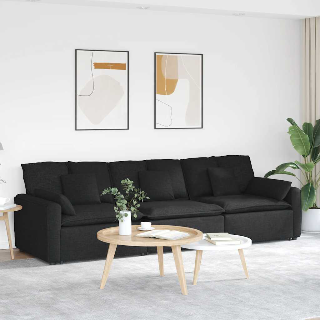 Modulaire bank met kussens zwart is nu te koop bij PeponiXL, paradijselijk wonen!