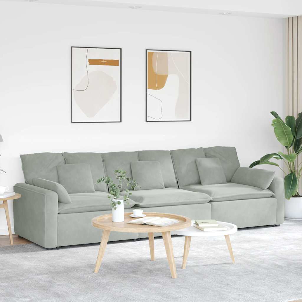 Modulaire bank met kussens lichtgrijs is nu te koop bij PeponiXL, paradijselijk wonen!