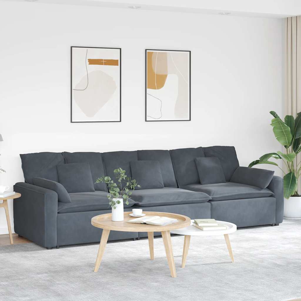 Modulaire bank met kussens donkergrijs is nu te koop bij PeponiXL, paradijselijk wonen!