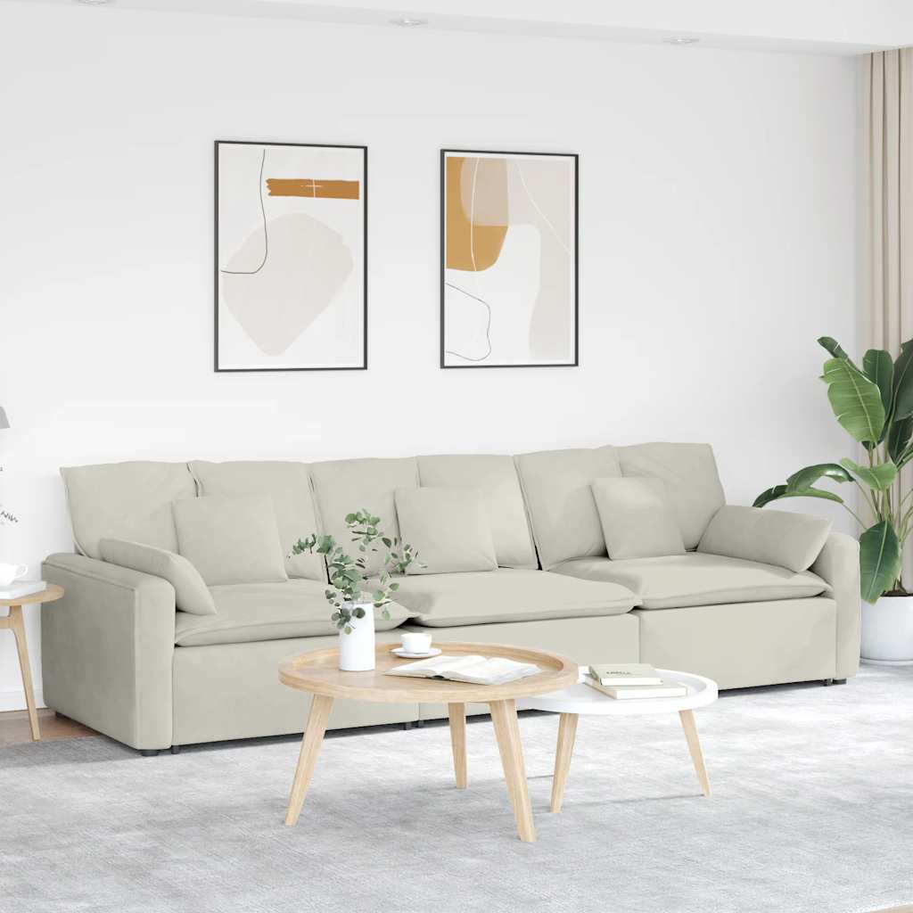 Modulaire bank met kussens crèmekleurig is nu te koop bij PeponiXL, paradijselijk wonen!