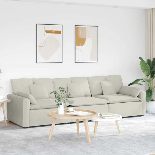 Modulaire bank met kussens crèmekleurig is nu te koop bij PeponiXL, paradijselijk wonen!