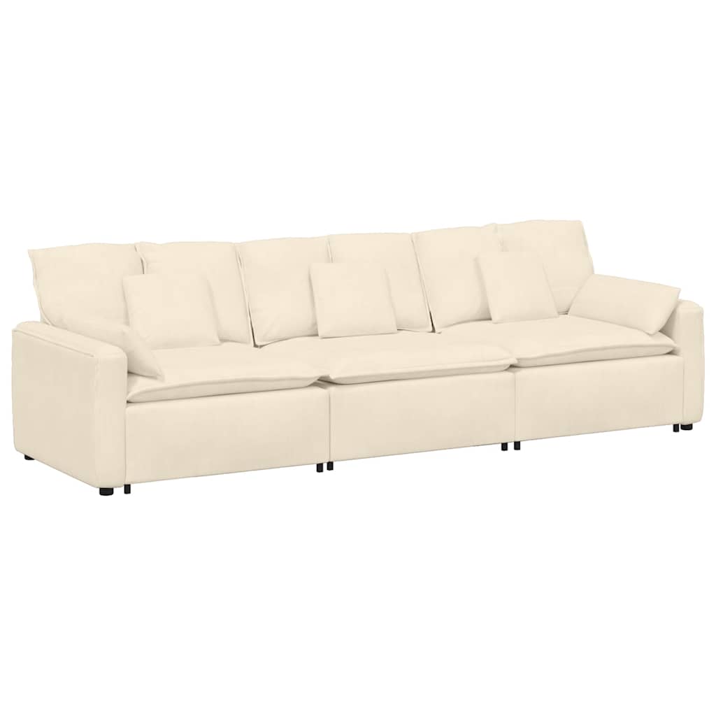 Modulaire bank met kussens crèmekleurig