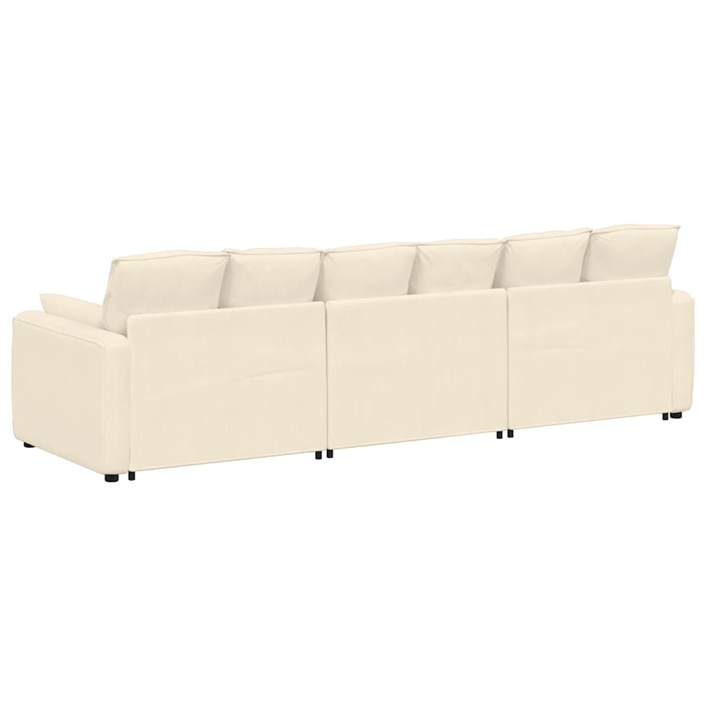 Modulaire bank met kussens crèmekleurig