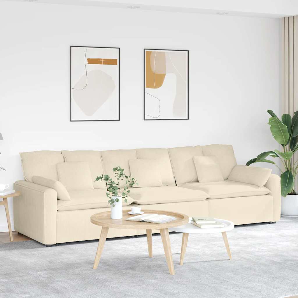 Modulaire bank met kussens crèmekleurig