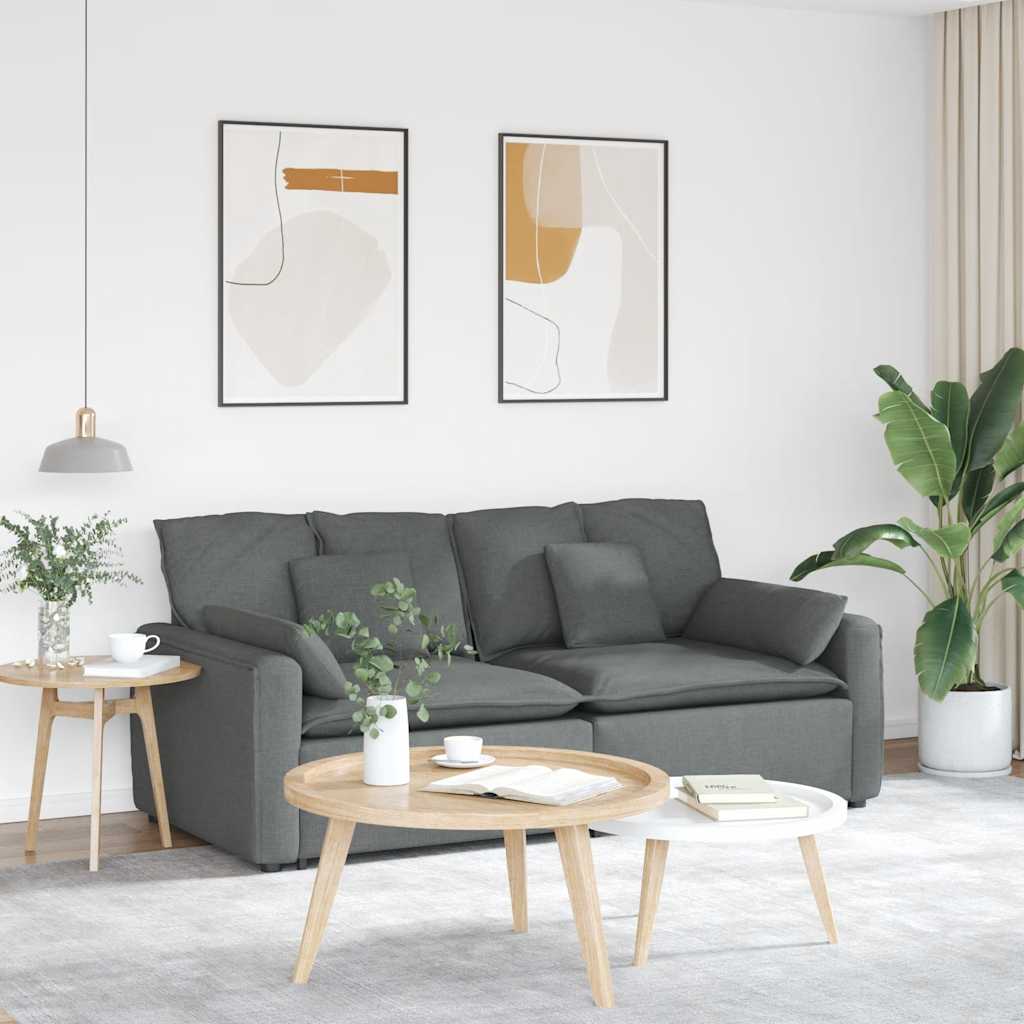 Modulaire bank met kussens donkergrijs is nu te koop bij PeponiXL, paradijselijk wonen!