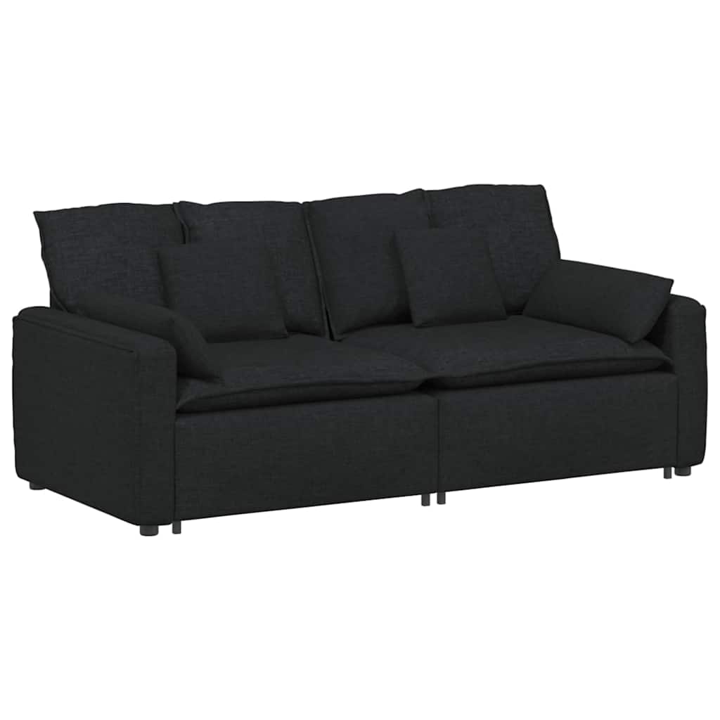 Modulaire bank met kussens zwart is nu te koop bij PeponiXL, paradijselijk wonen!