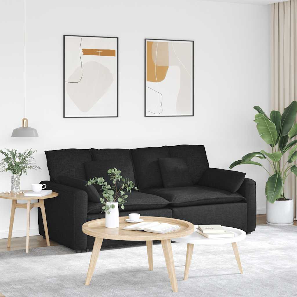 Modulaire bank met kussens zwart is nu te koop bij PeponiXL, paradijselijk wonen!