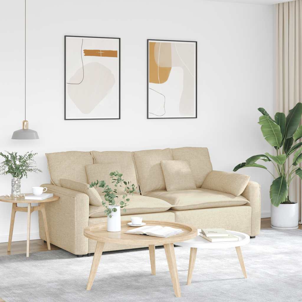 Modulaire bank met kussens crèmekleurig is nu te koop bij PeponiXL, paradijselijk wonen!