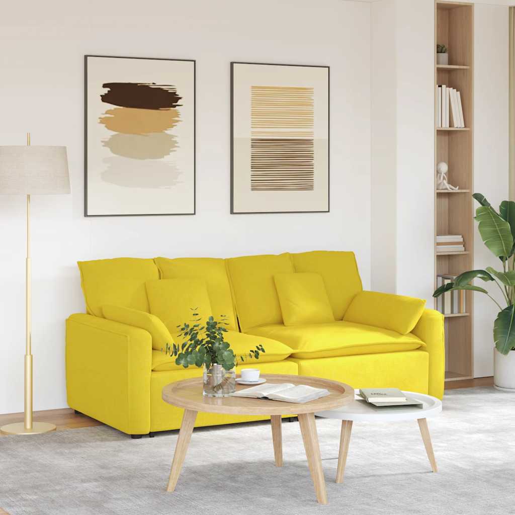 Modulaire bank met kussens lichtgeel is nu te koop bij PeponiXL, paradijselijk wonen!