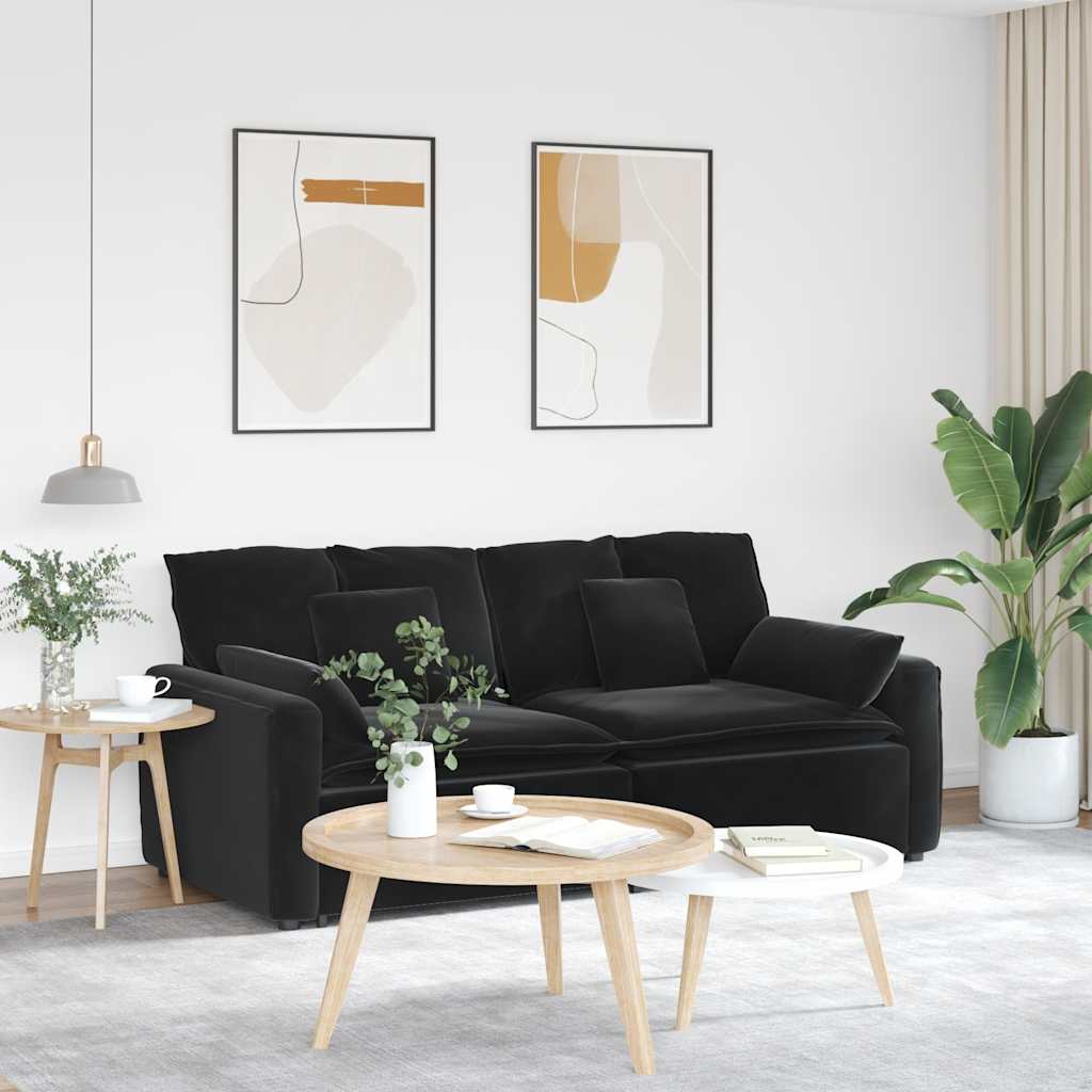 Modulaire bank met kussens zwart is nu te koop bij PeponiXL, paradijselijk wonen!