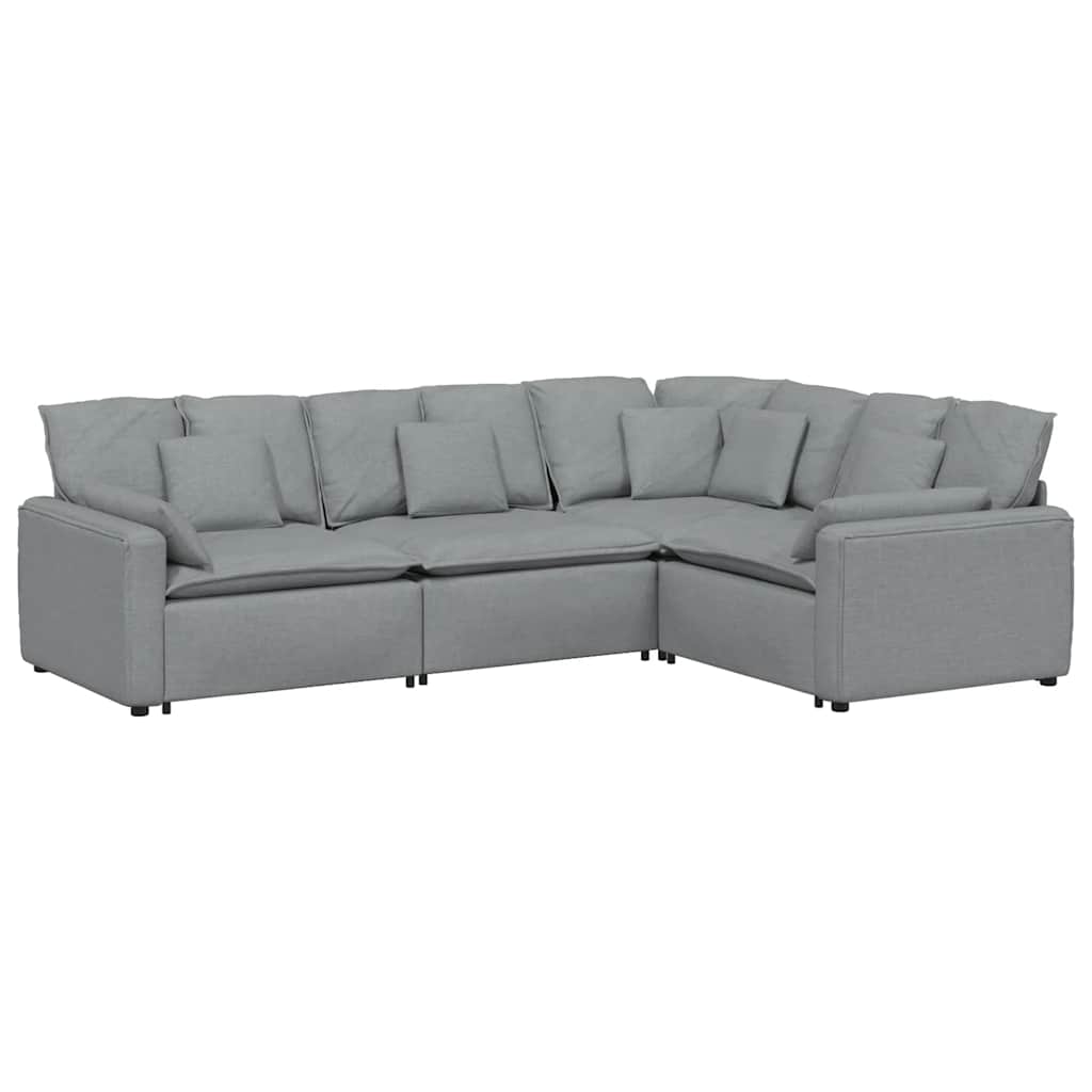 Modulaire bank met kussens stof lichtgrijs is nu te koop bij PeponiXL, paradijselijk wonen!