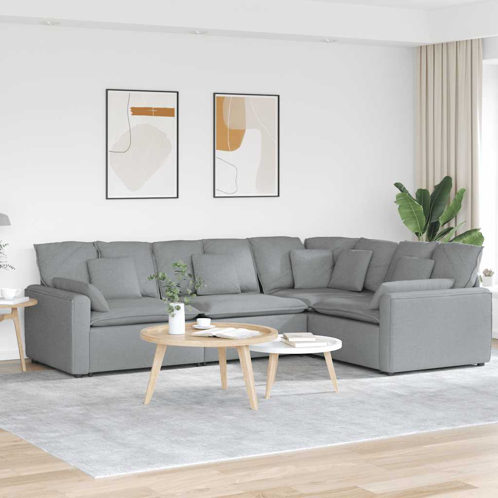 Modulaire bank met kussens stof lichtgrijs is nu te koop bij PeponiXL, paradijselijk wonen!