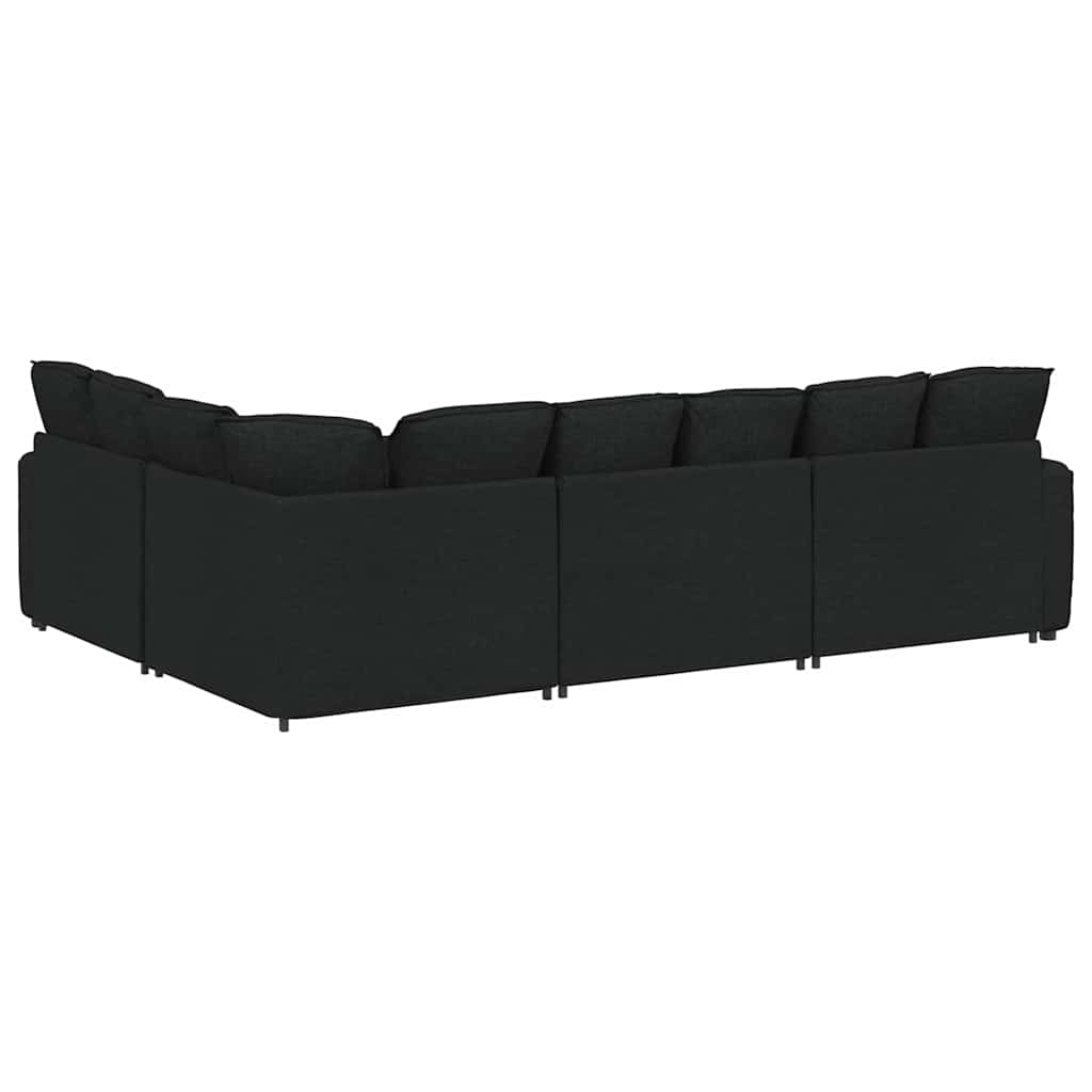 Modulaire bank met kussens stof zwart