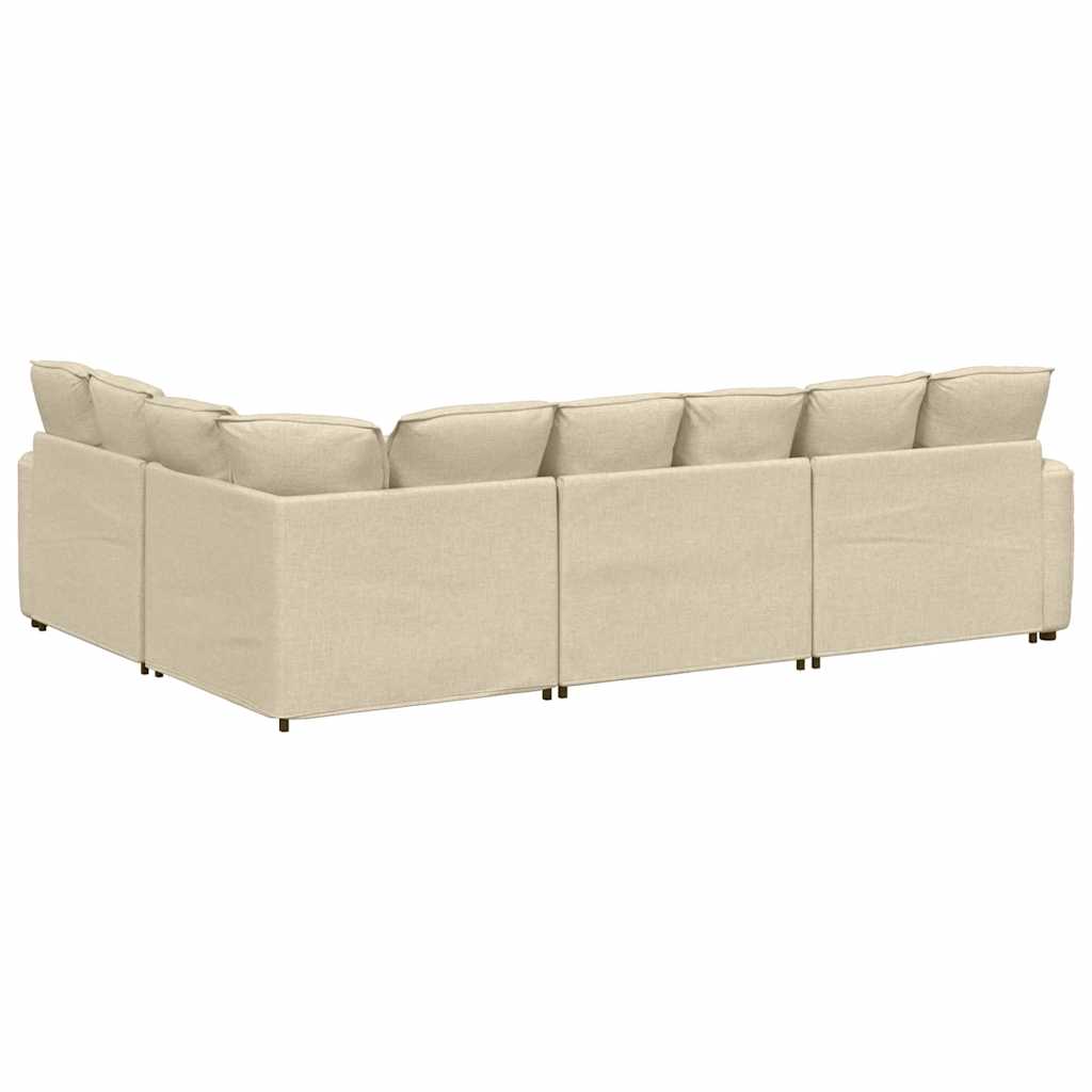Modulaire bank met kussens stof crèmekleurig
