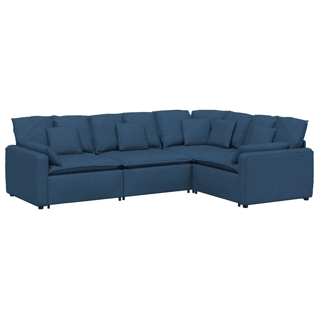 Modulaire bank met kussens stof blauw