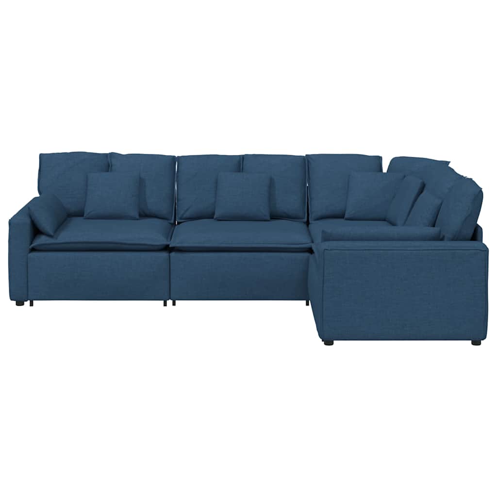 Modulaire bank met kussens stof blauw