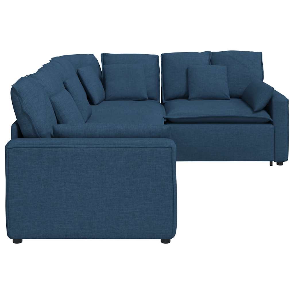 Modulaire bank met kussens stof blauw