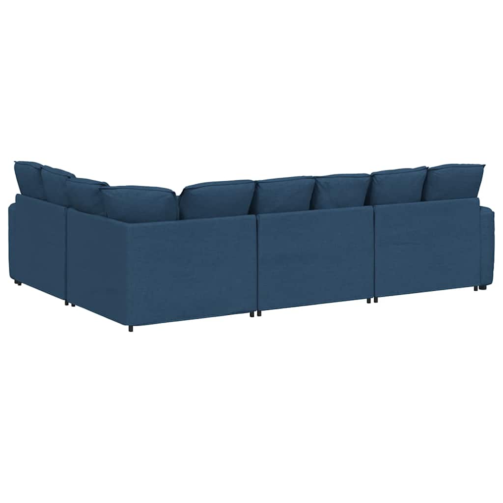 Modulaire bank met kussens stof blauw
