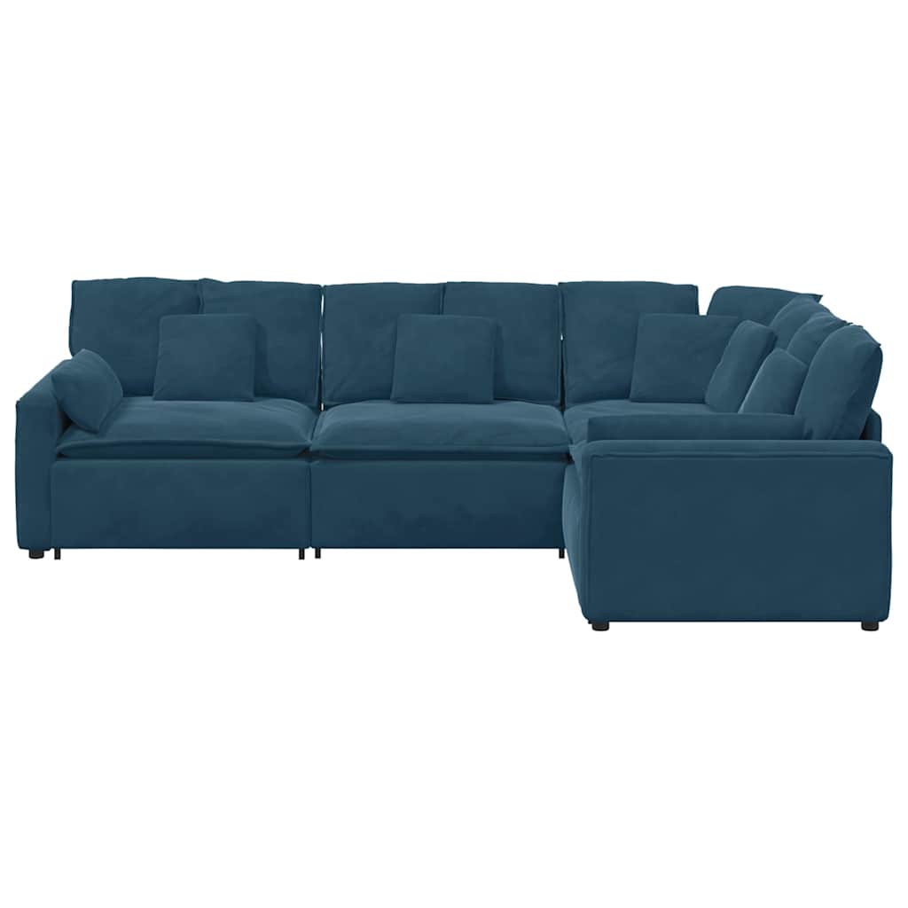 Modulaire bank met kussens fluweel blauw