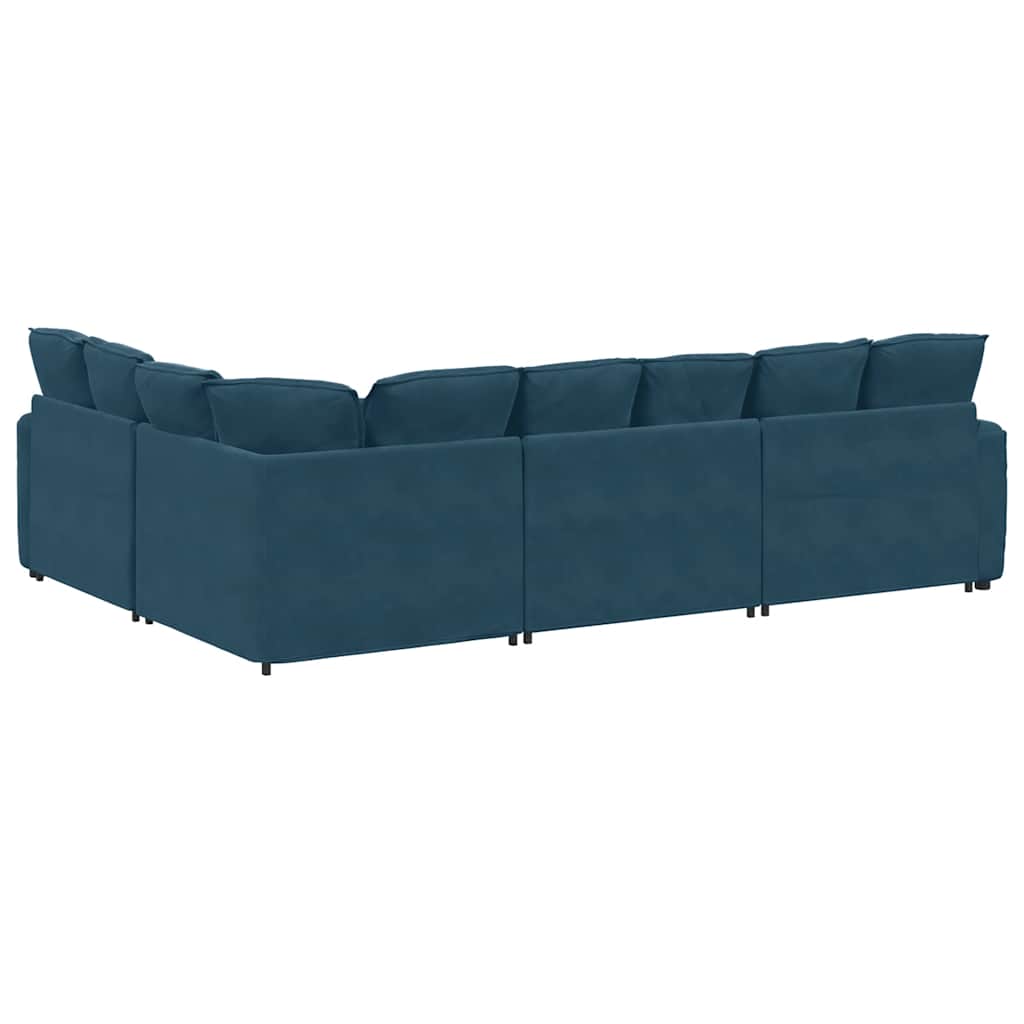 Modulaire bank met kussens fluweel blauw